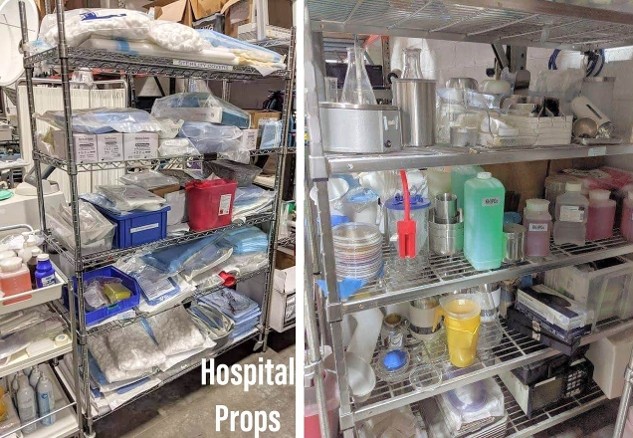 hospital shelves props props, laboratory shelves props