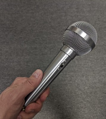 vintage microphone prop - silver with dome top